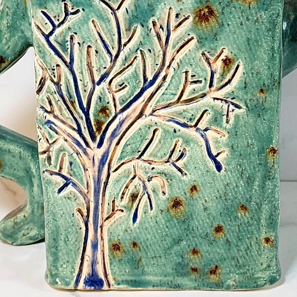 Handcrafted Studio Pottery Teapot–Signed Ceramic Engraved Tree & Building Design - Picture 7 of 9